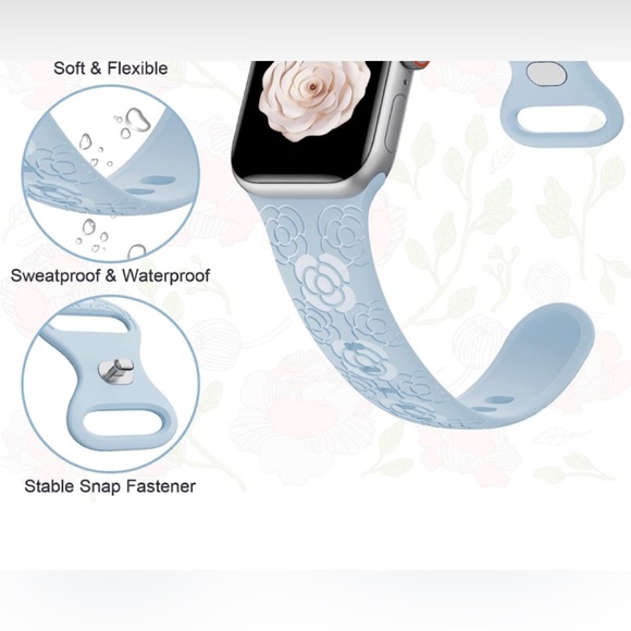 Flower engraved silicone Apple Watch bands. - Picture 2 of 4